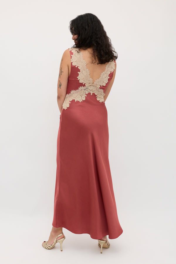 Rixo Lysandra Satin Dress Rose