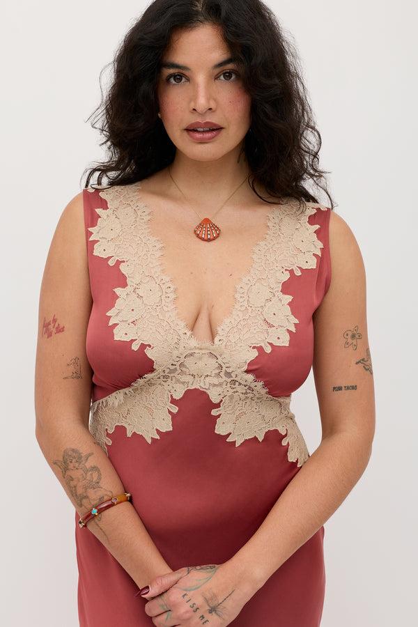 Rixo Lysandra Satin Dress Rose