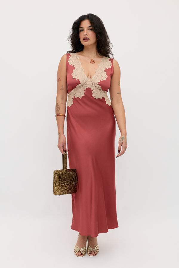 rixo Lysandra Satin Dress Rose