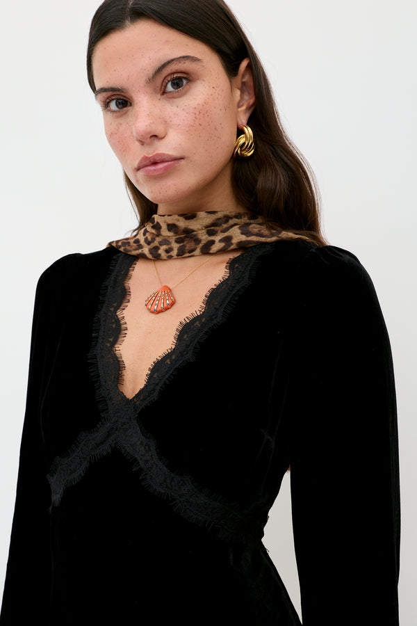 Rixo Macie Velvet Mini Dress Black