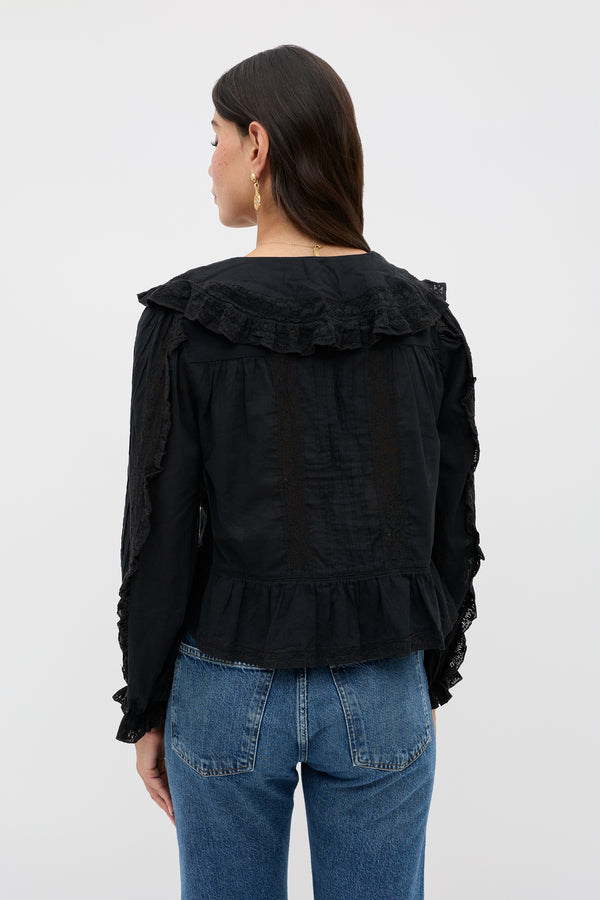Rixo Maribelle Cotton Blouse Black