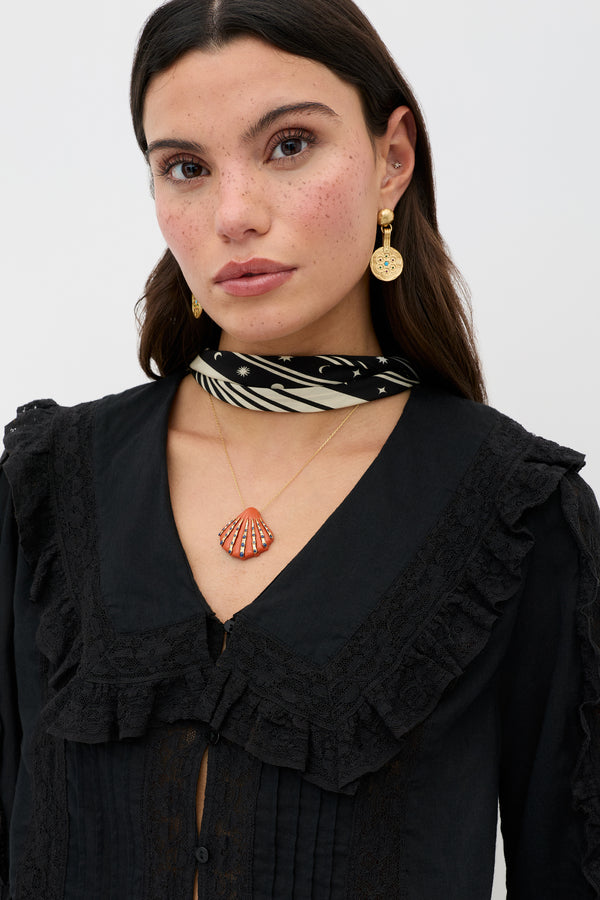 Rixo Maribelle Cotton Blouse Black