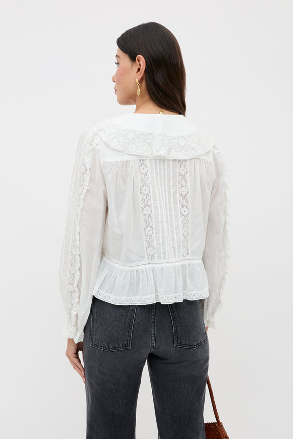 Rixo Maribelle Cotton Blouse Ivory