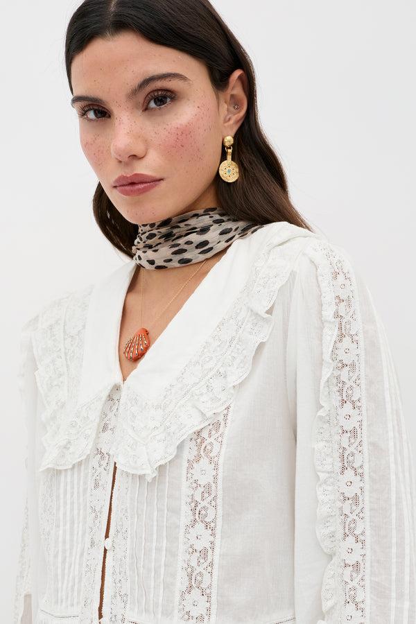 Rixo Maribelle Cotton Blouse Ivory