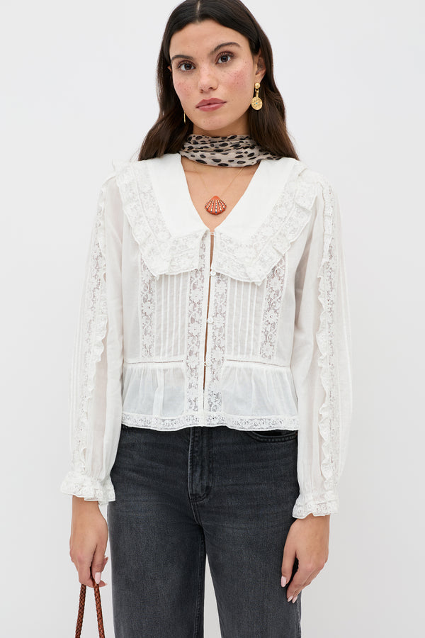 rixo Maribelle Cotton Blouse Ivory