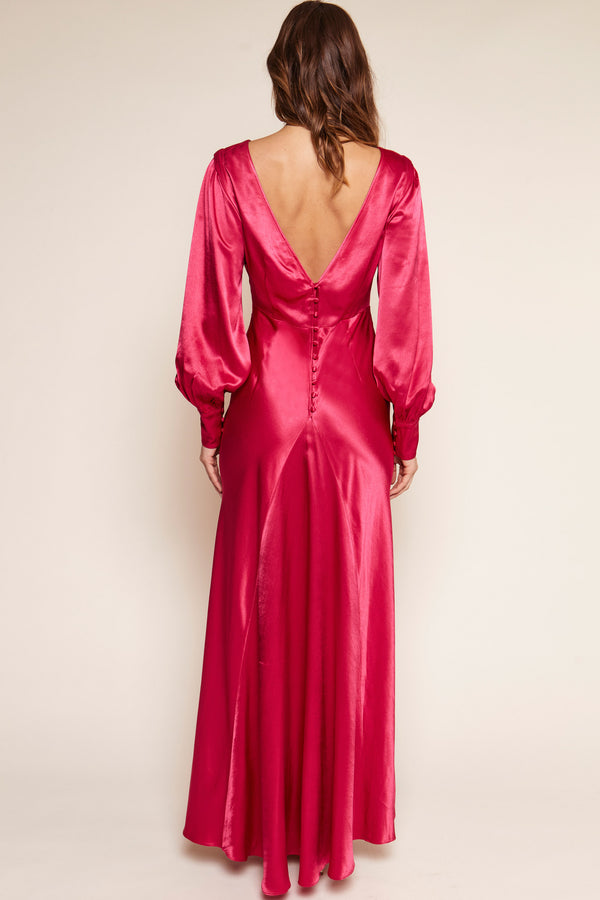 Rixo Marni Satin Gown Raspberry