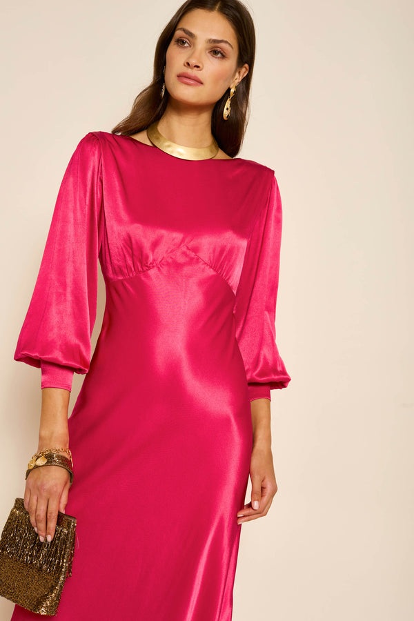 Rixo Marni Satin Gown Raspberry