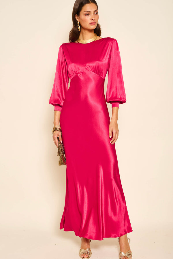 Rixo Marni Satin Gown Raspberry