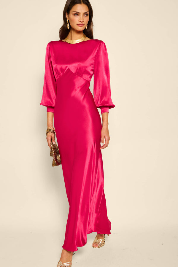 rixo Marni Satin Gown Raspberry