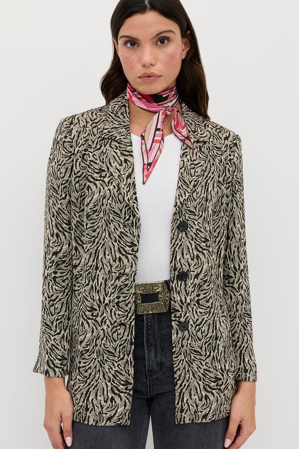 Rixo Marselle Jacquard Jacket Sun Leo Tan