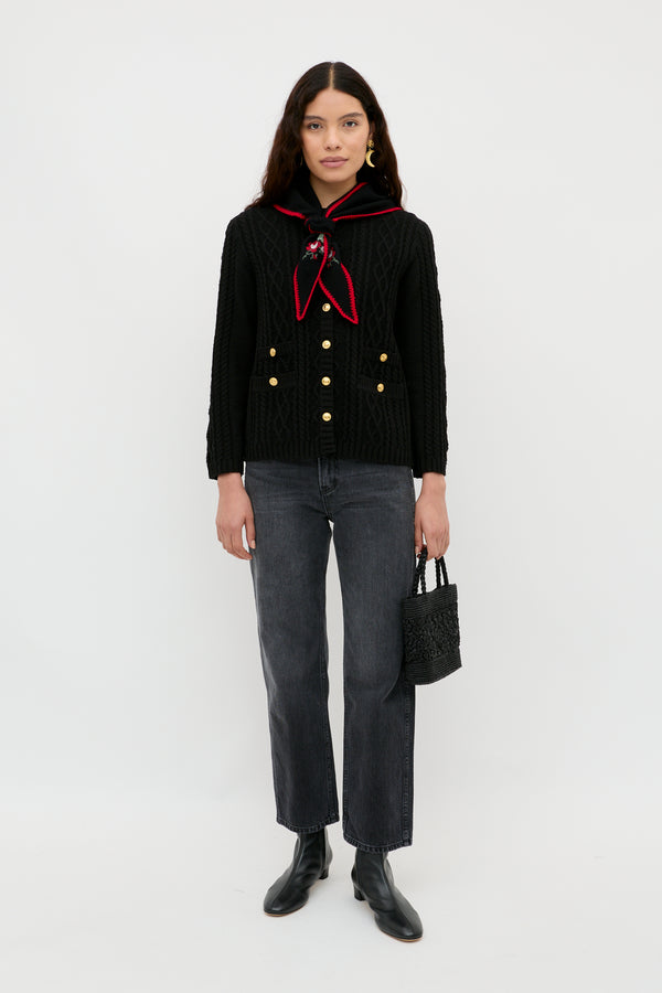 Rixo Maurya Knitted Cardigan Black