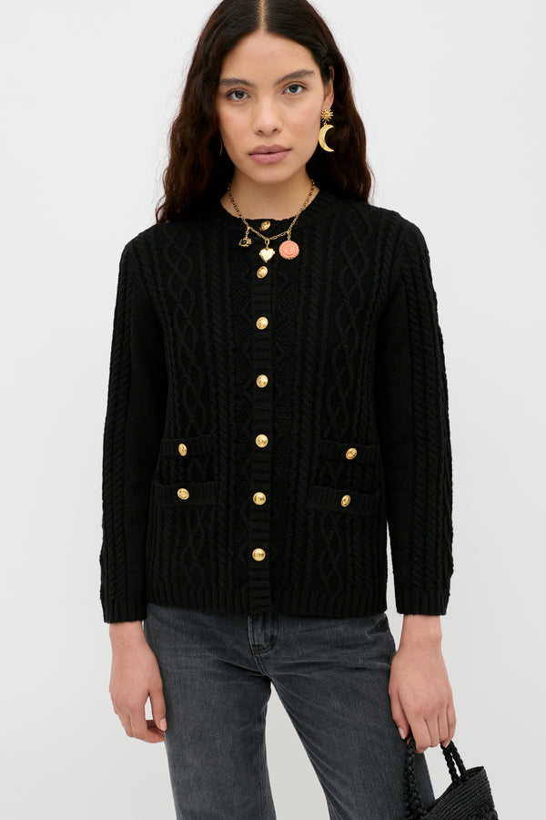 rixo Maurya Knitted Cardigan Black