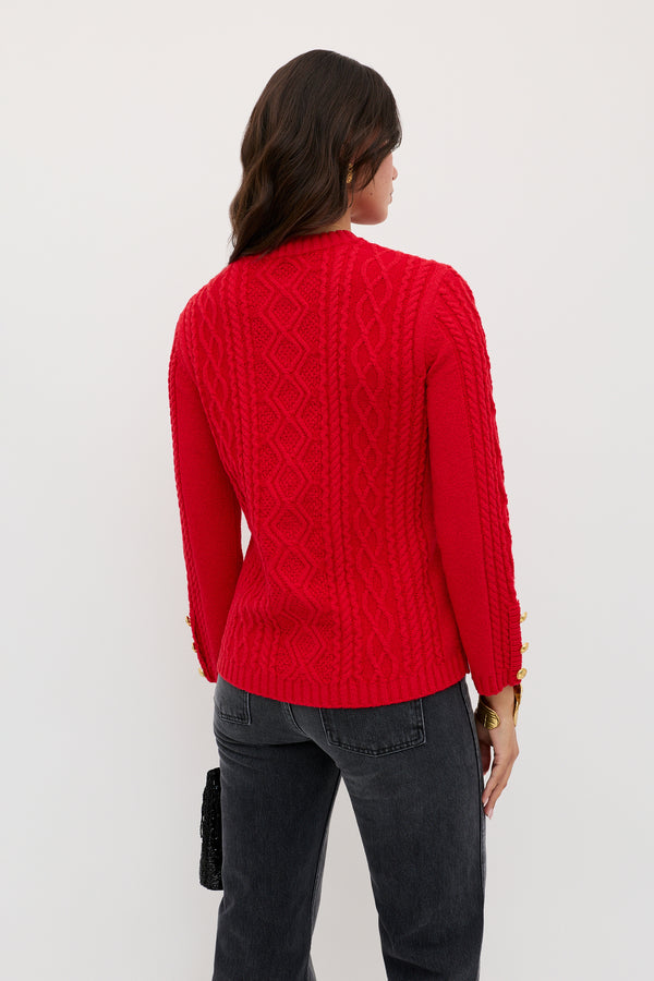 Rixo Maurya Knitted Cardigan Red
