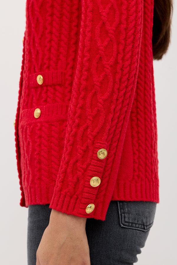 Rixo Maurya Knitted Cardigan Red