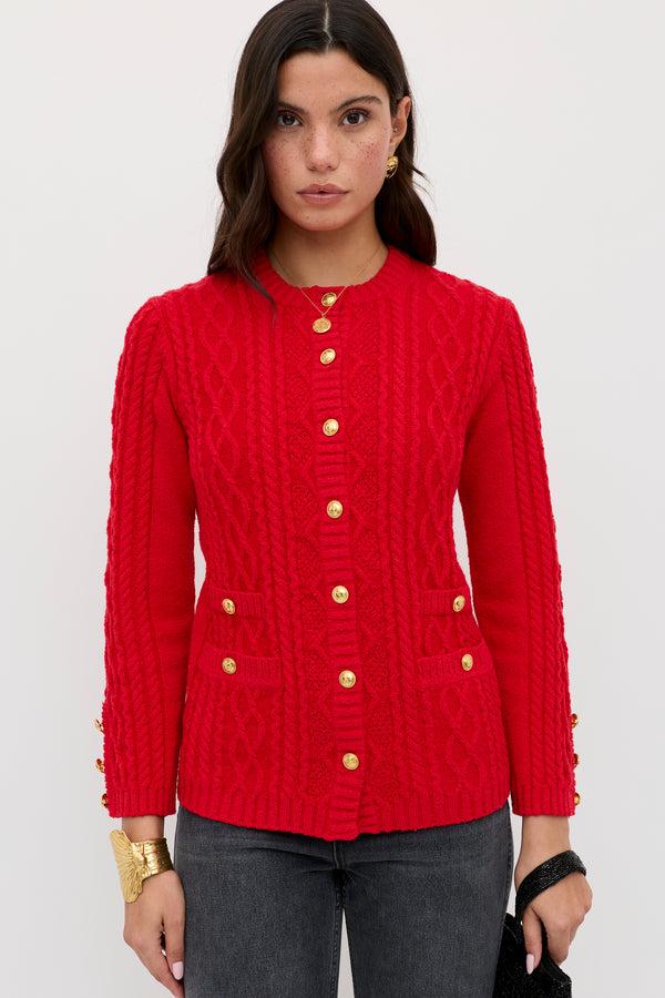 rixo Maurya Knitted Cardigan Red