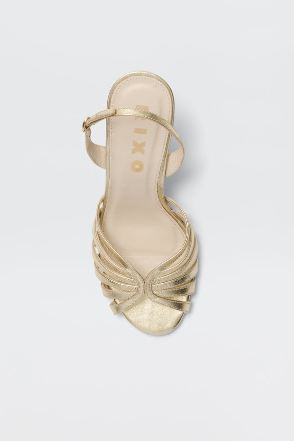 Rixo Mavi Leather Sandals Gold