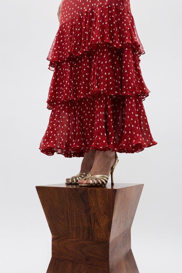 Rixo Mavi Leather Sandals Gold