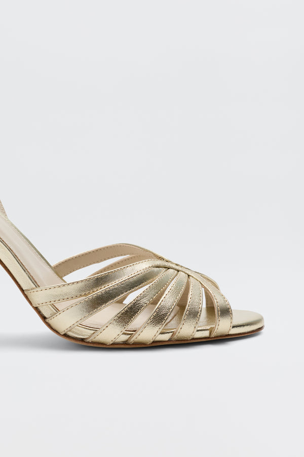 Rixo Mavi Leather Sandals Gold