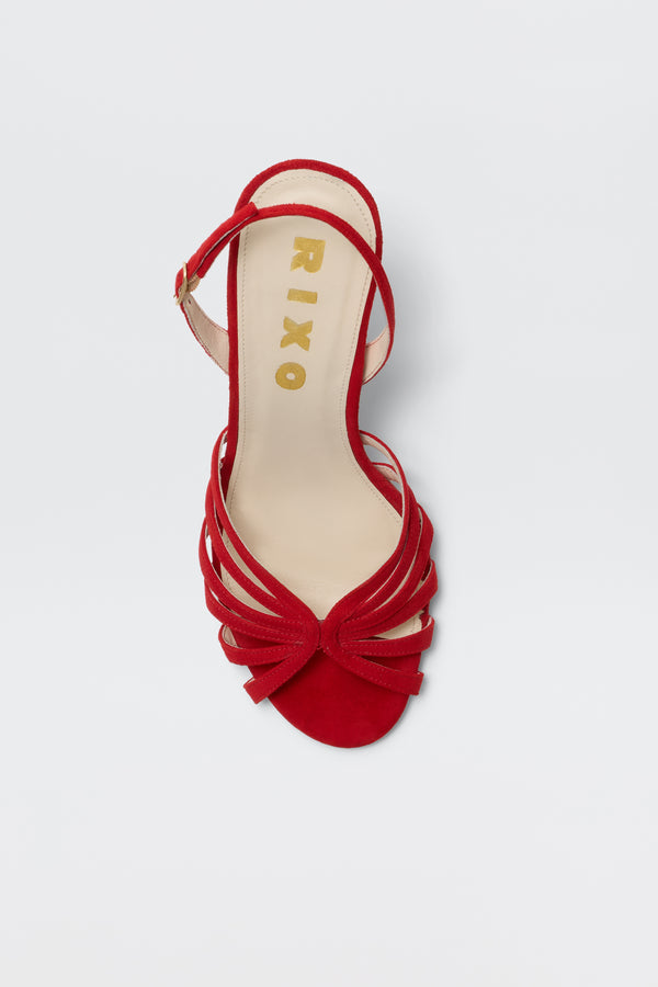 Rixo Mavi Suede Sandals Red