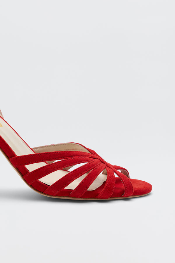 Rixo Mavi Suede Sandals Red