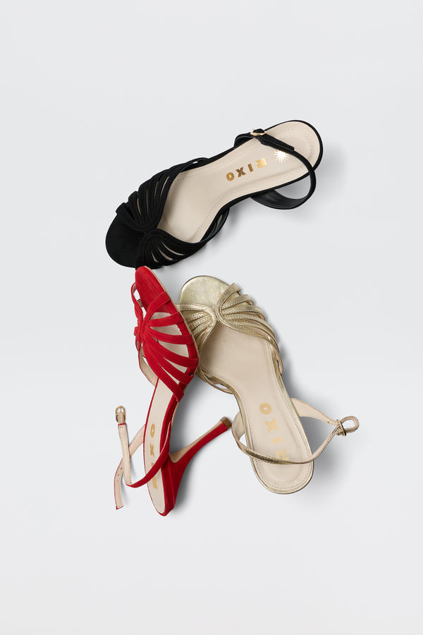 Rixo Mavi Suede Sandals Red
