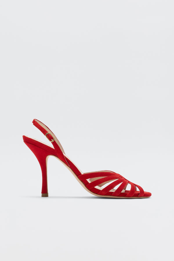 rixo Mavi Suede Sandals Red
