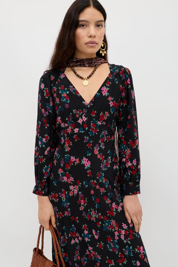 Rixo Mavis Midi Dress City Floral Black