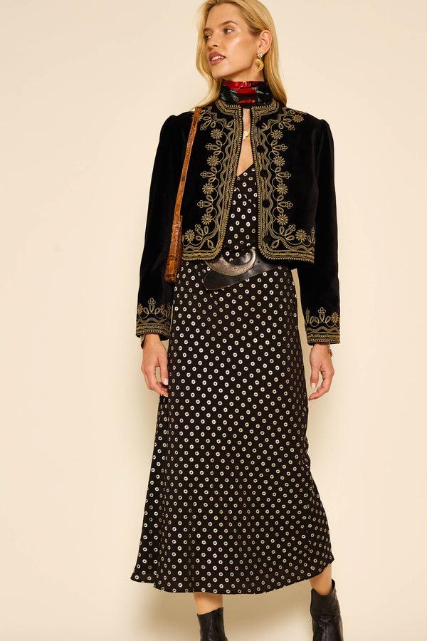 Rixo Mavis Midi Dress Shibori Gold