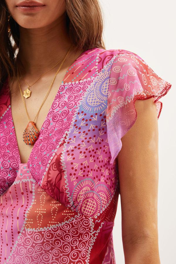 Rixo Meena Silk Dress Ibiza Night Sunset