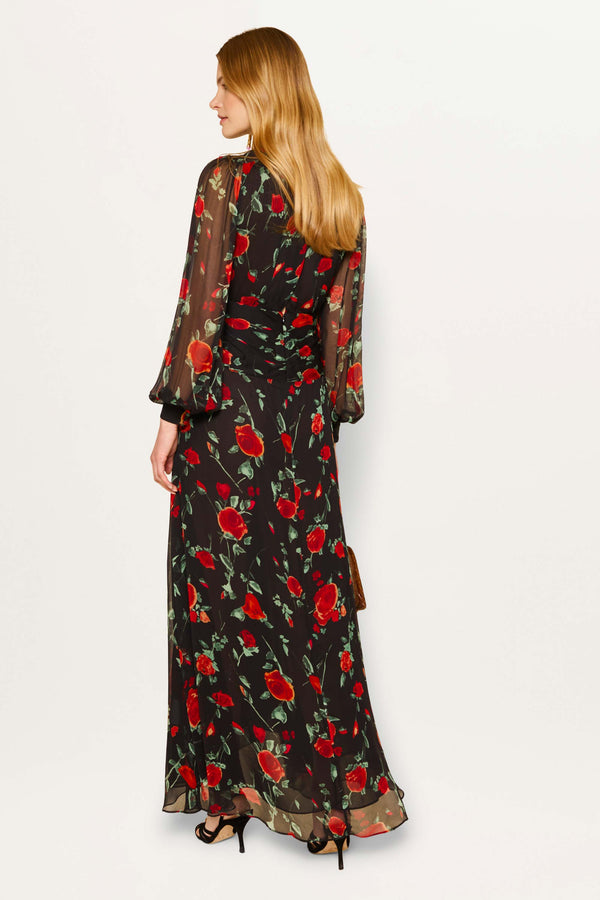 Rixo Meera Chiffon Gown Claudia Rose Black