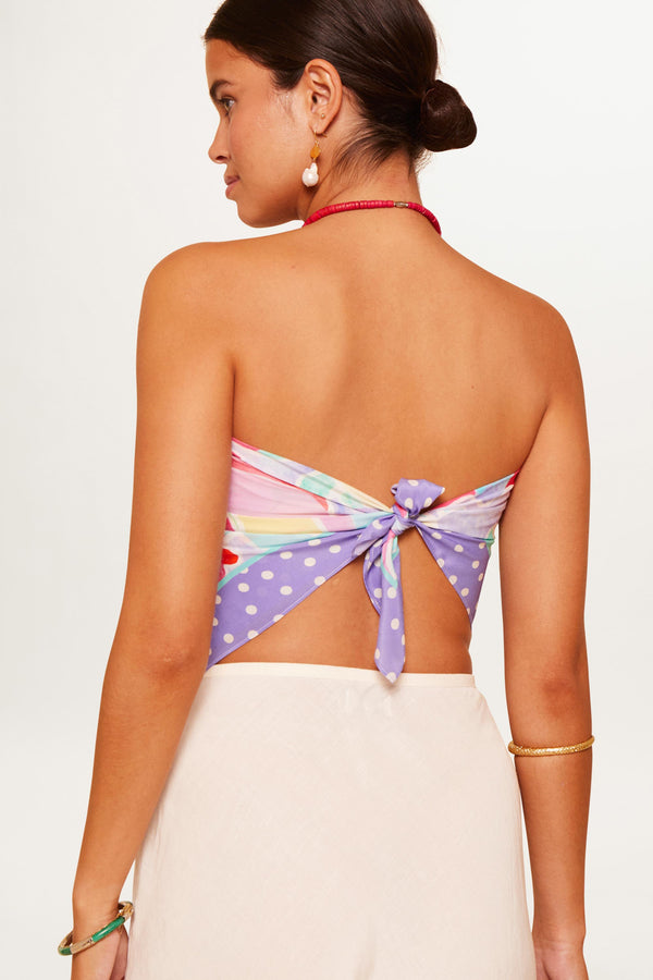 Rixo Menno Silk Scarf Abstract Dot Purple