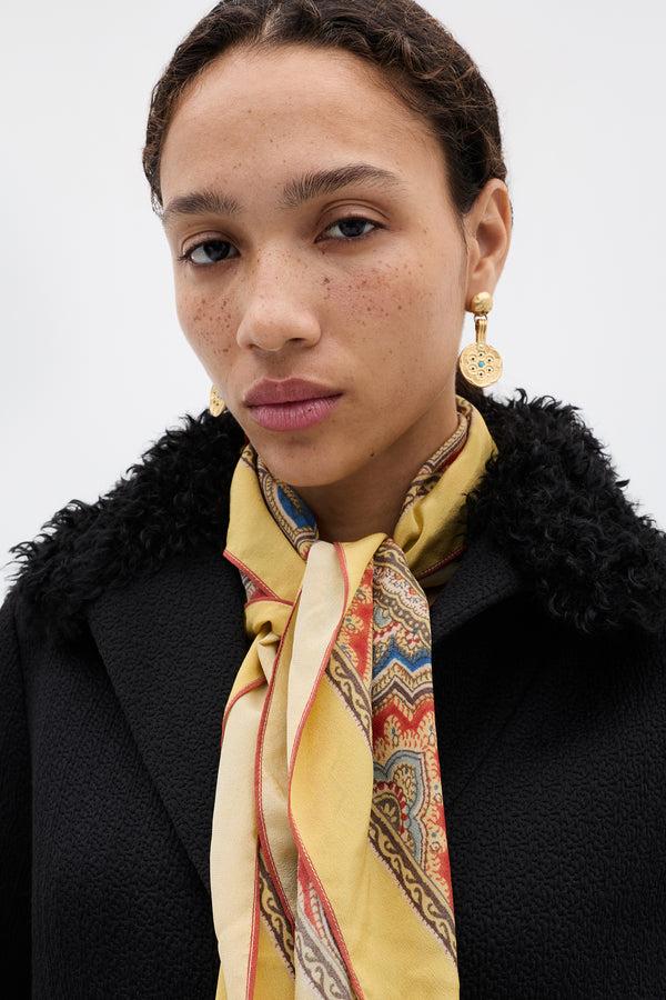 Rixo Menno Silk Scarf Paisley Golden