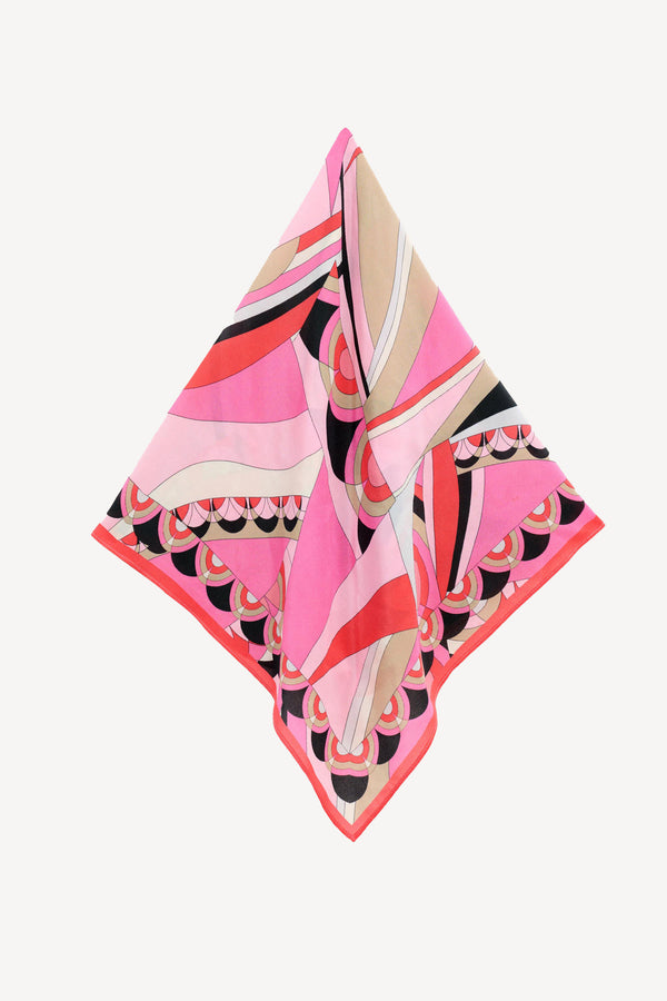 Rixo Menno Silk Scarf Soho Geo Pink