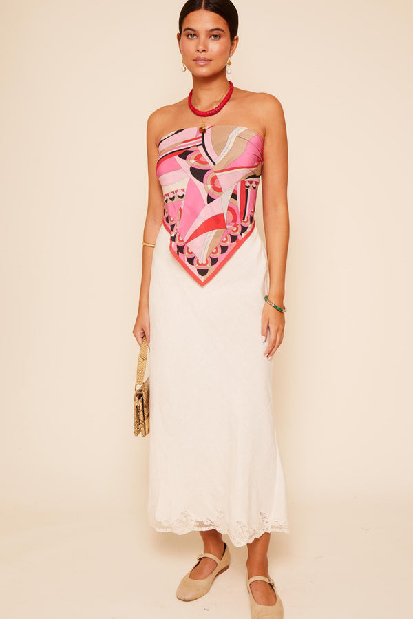 Rixo Menno Silk Scarf Soho Geo Pink