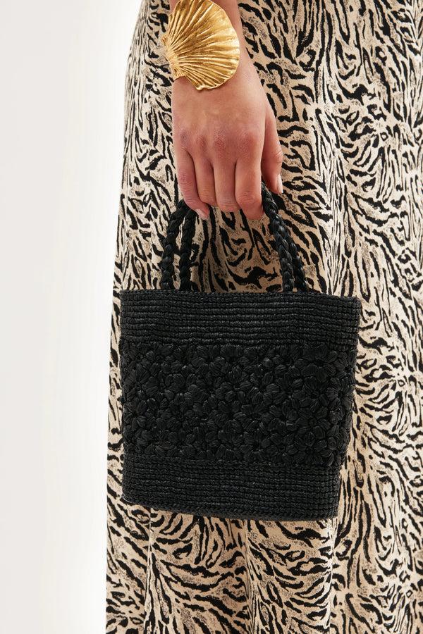 Rixo Milana Raffia Bag Black