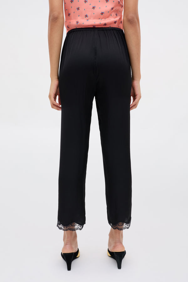 Rixo Mireille Satin Trouser Black