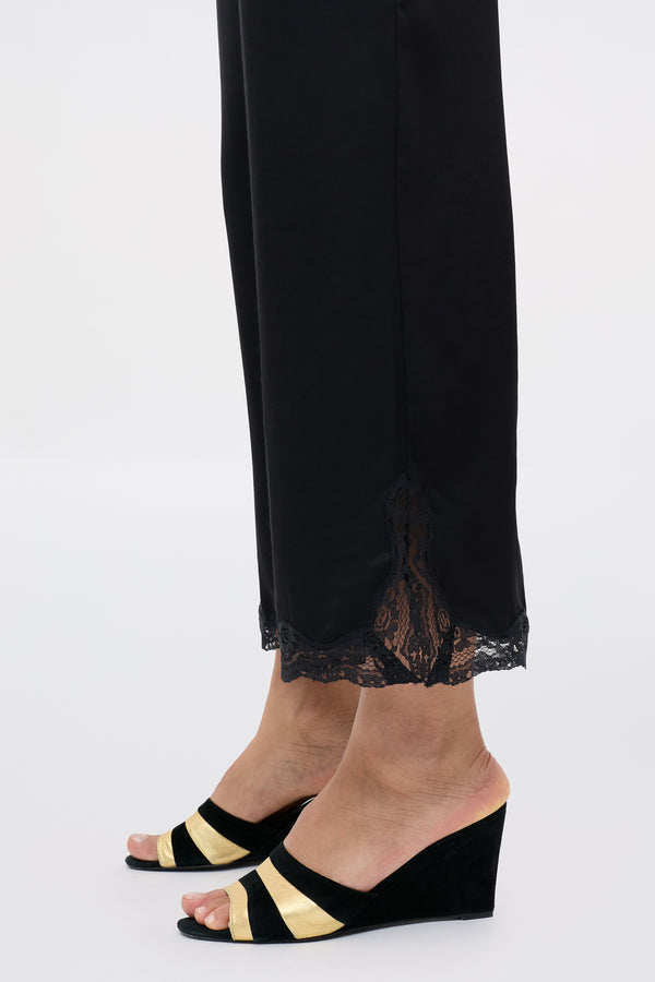 Rixo Mireille Satin Trouser Black