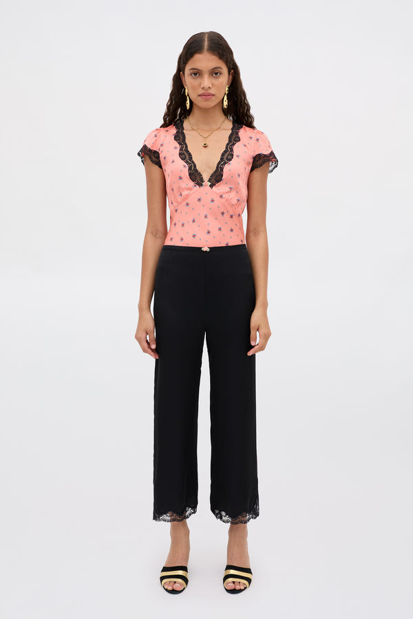 rixo Mireille Satin Trouser Black