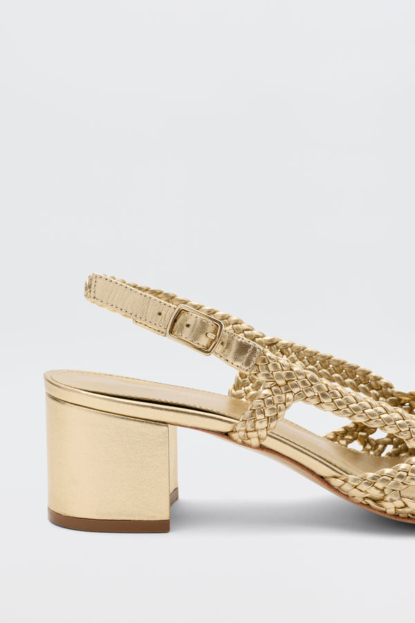 Rixo Moira Slingback Sandals Gold