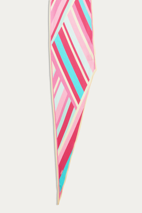 Rixo Nara Silk Scarf Gigi Stripe Pink