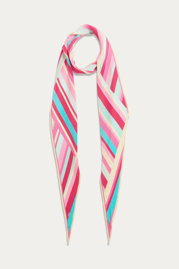 rixo Nara Silk Scarf Gigi Stripe Pink