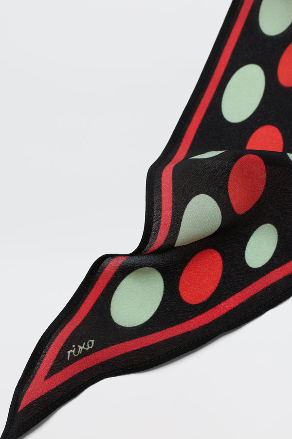 Rixo Nara Silk Scarf Oval Spot Black