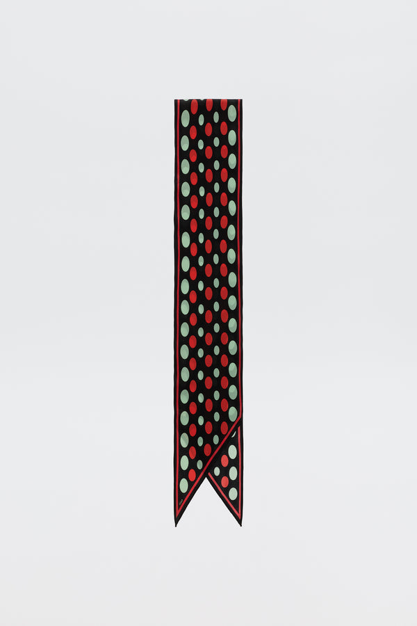 rixo Nara Silk Scarf Oval Spot Black