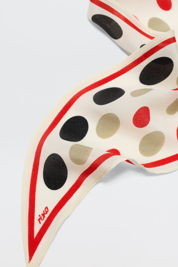 Rixo Nara Silk Scarf Oval Spot Cream