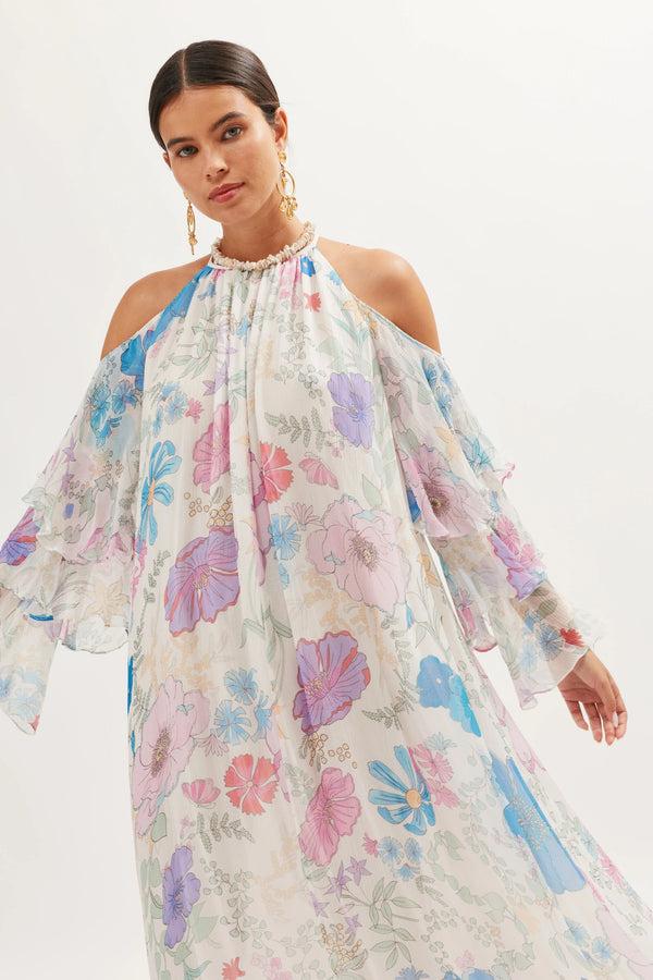 Rixo Niara Gown Bhatia Floral Cream