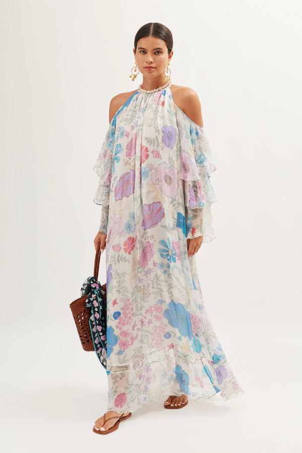 rixo Niara Gown Bhatia Floral Cream