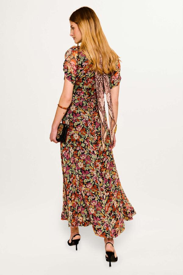 Rixo Novara Midi Dress Vintage Floral Deep Navy