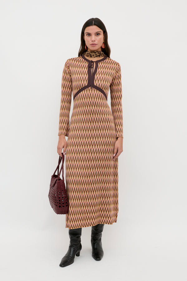 rixo Pamela Knitted Dress Maeve Jacquard Multi