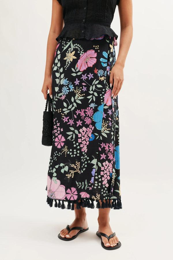 Rixo Parisa Skirt Bhatia Floral Black