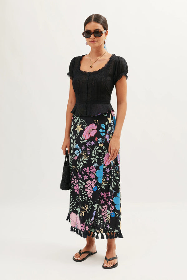 rixo Parisa Skirt Bhatia Floral Black